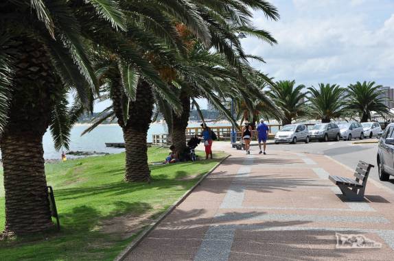 Caminhando na orla de Punta del Este, no litoral do Uruguai, próximo à área de sua marina